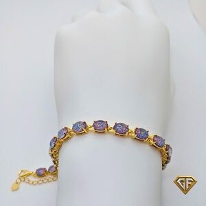 Black Opal Tennis Bracelet, Oval Black Opals, Gold Vermeil Trending Bracelet